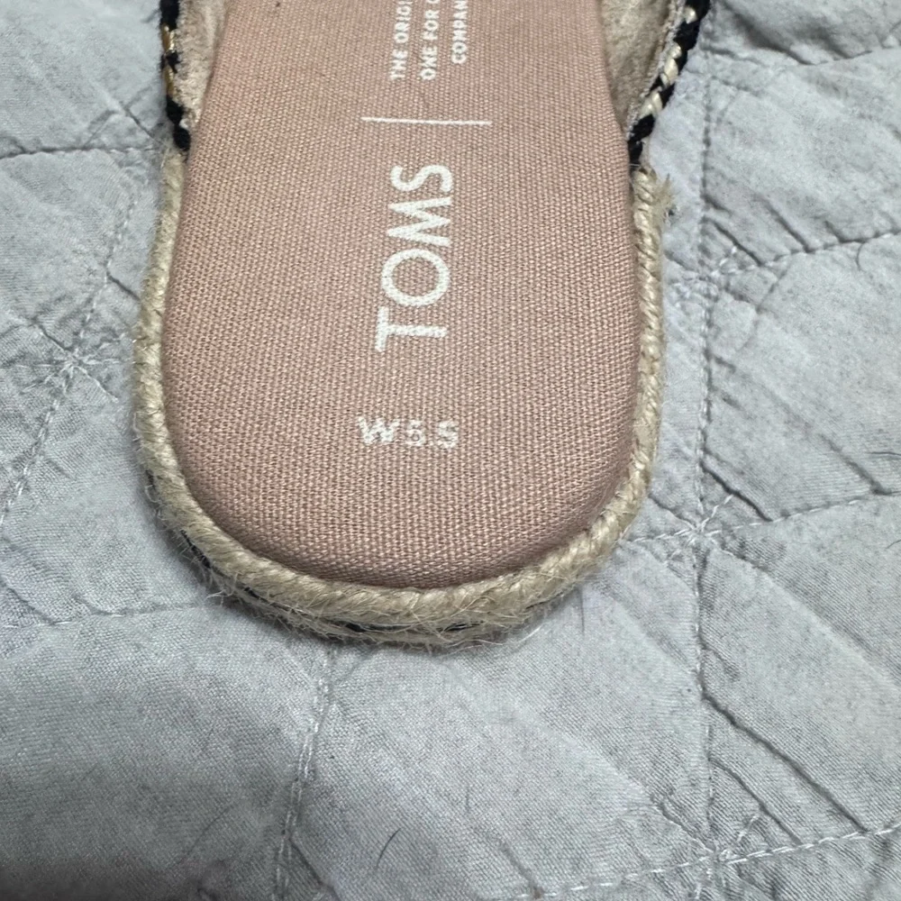 Toms Nova Espadrille Slides Black Suede Tassel Size 5.5 ws1